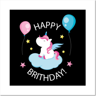 unicorn birthday Posters and Art